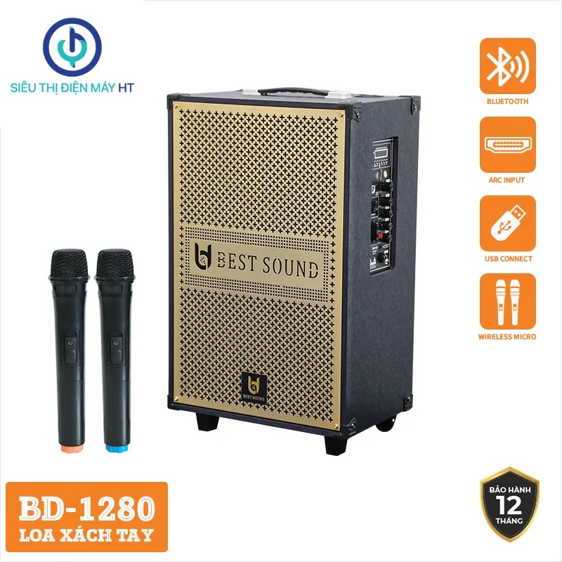 Loa Karaoke Bass 30 BDSOUND BD-1280, Chất liệu gỗ cao cấp, kết nối micro không dây, hàng chính hãng, bảo hành 12 tháng