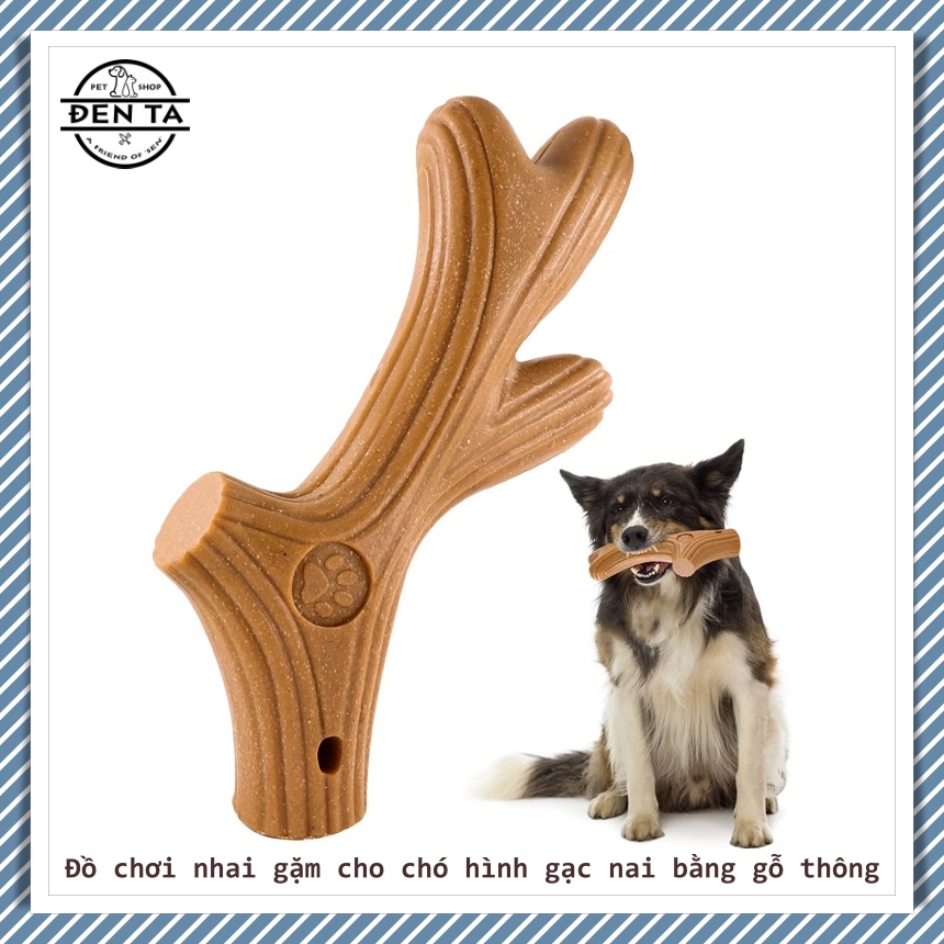 Đồ chơi thanh nhai gặm cho chó hình gạc nai bằng gỗ thông – Đen Ta pet shop