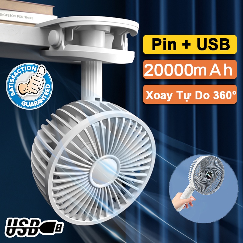 20000m Ah 3Tốc Độ Gió Quạt Mini Để Bàn Quạt mini USB quạt điện cầm tay Quạt Tích Điện Gấp Gọn quạt để bàn văn phòng