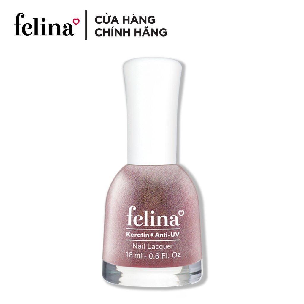 Sơn Móng Tay Felina Nail 18ml, Màu Kim Tuyến Hồng Ngũ Sắc Ck102, Lên Màu Đẹp, Thời Trang