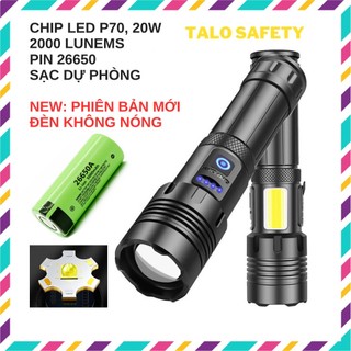 Đèn pin cầm tay siêu sáng chip led XP70 mã 03 pin 26650 có đèn Cob 