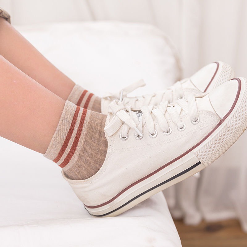 Tất nữ cổ vừa, cổ lửng, phong cách vintage, cổ kẻ xinh xắn, chất liệu thoáng mát, thấm mồ hôi