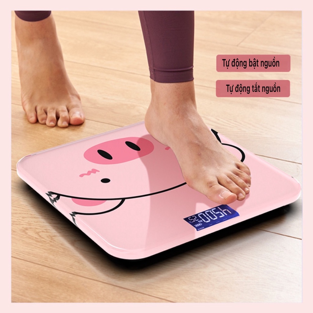 Cân điện tử sức khỏe gia đình kính cường lực tối đa 180kg hình thú cưng cute