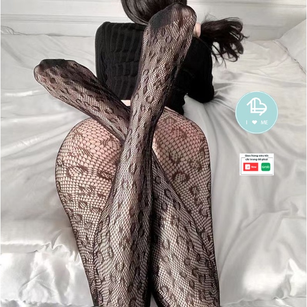 Quần tất lưới phối ren xuyên thấu họa tiết da báo sexy cá tính