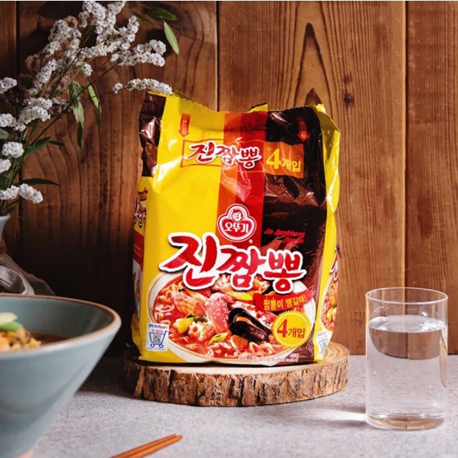 [ Lốc 4 gói ] Mì hải sản Jin Jjambbong Ottogi (Gói 130g)