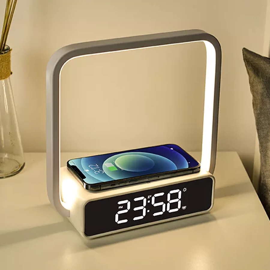Đèn ngủ kèm đồng hồ báo thức và sạc không dây Wilit B18 cao cấp