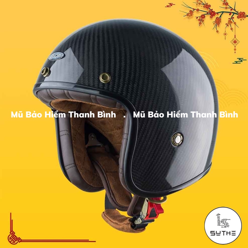 Nón Bảo Hiểm 3/4 Balder Carbon 100%, Bảo Hành 12 Tháng Chất Lượng