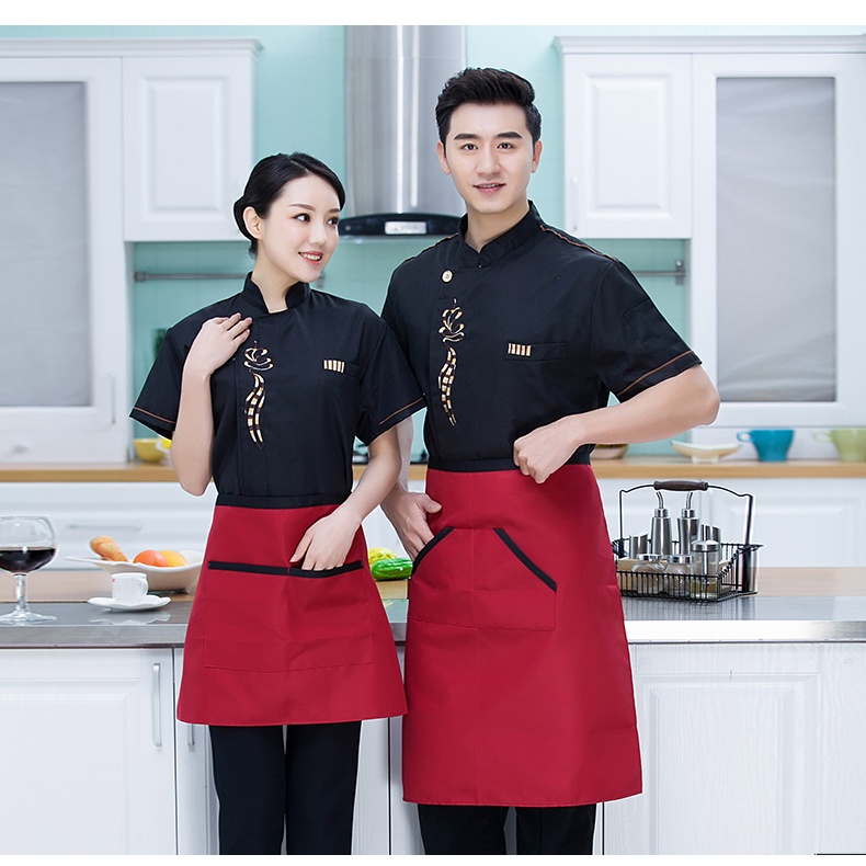 Áo đồng phục bếp cho nhà hàng, khách sạn,  mỏng ngắn tay mùa hè