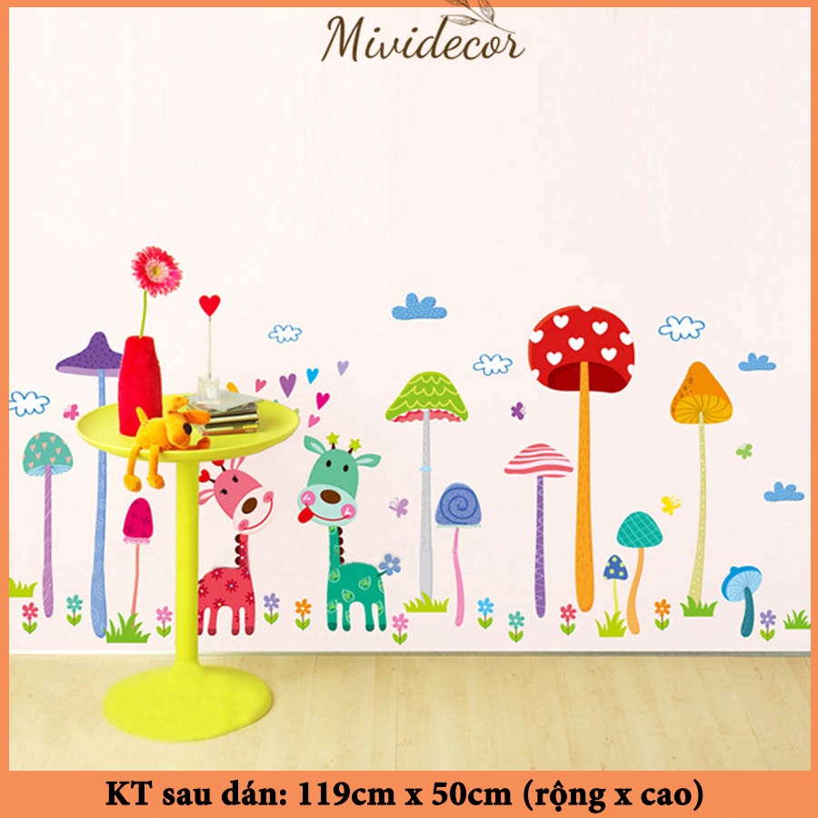 Hình dán tường cho bé Mividecor Nấm