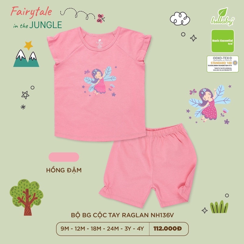 [Mã 12MINI14 giảm 30K đơn 99K] [LULLABY 2022] Bộ Cộc tay bé gái cotton NH303M (Sz 9m-4y)