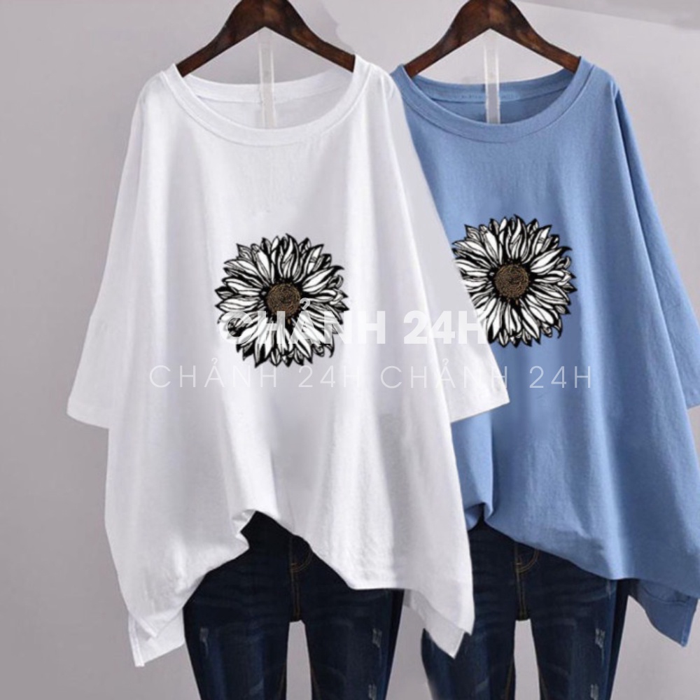 Áo thun nam nữ form rộng tay lỡ Chảnh 24h áo phông unisex chất liệu thun cotton co giãn in hình Hoa Hướng Dương