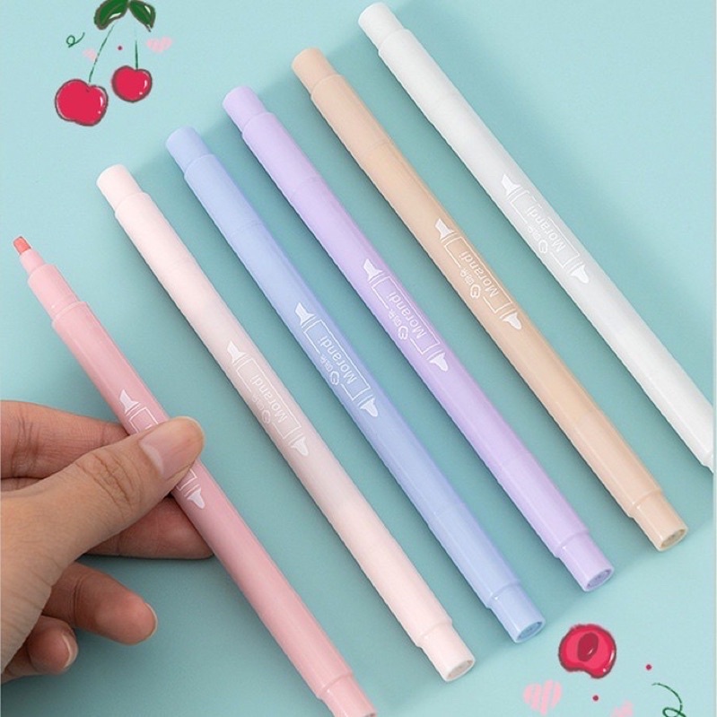 1 Bút  highlight đánh dấu 2 đầu vỏ pastel, bút dạ quang siêu xinh