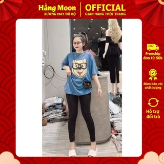 Đồ bộ thun nữ mặc nhà bigsize dễ thương hằng moon sét dài gấu đeo mắt kính