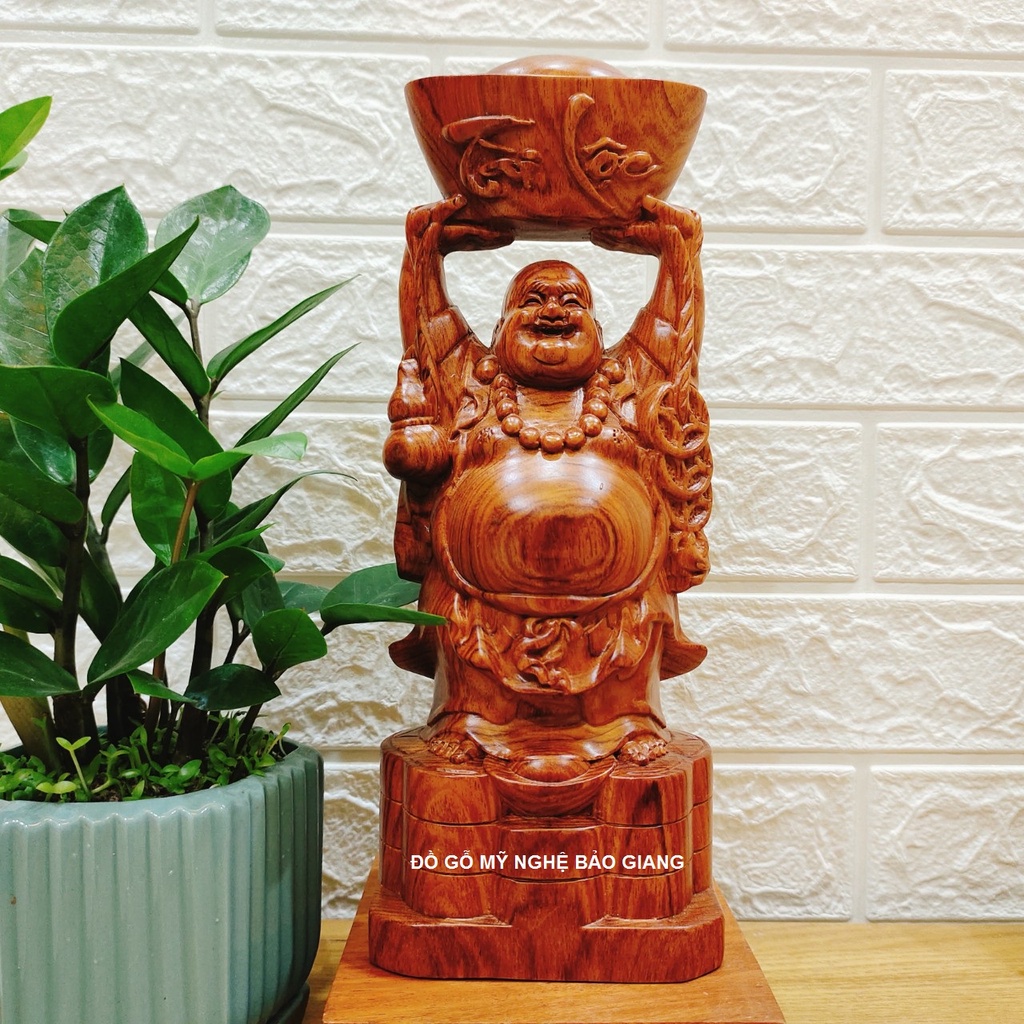 Tượng phật di lặc gỗ hương cao 30 cm