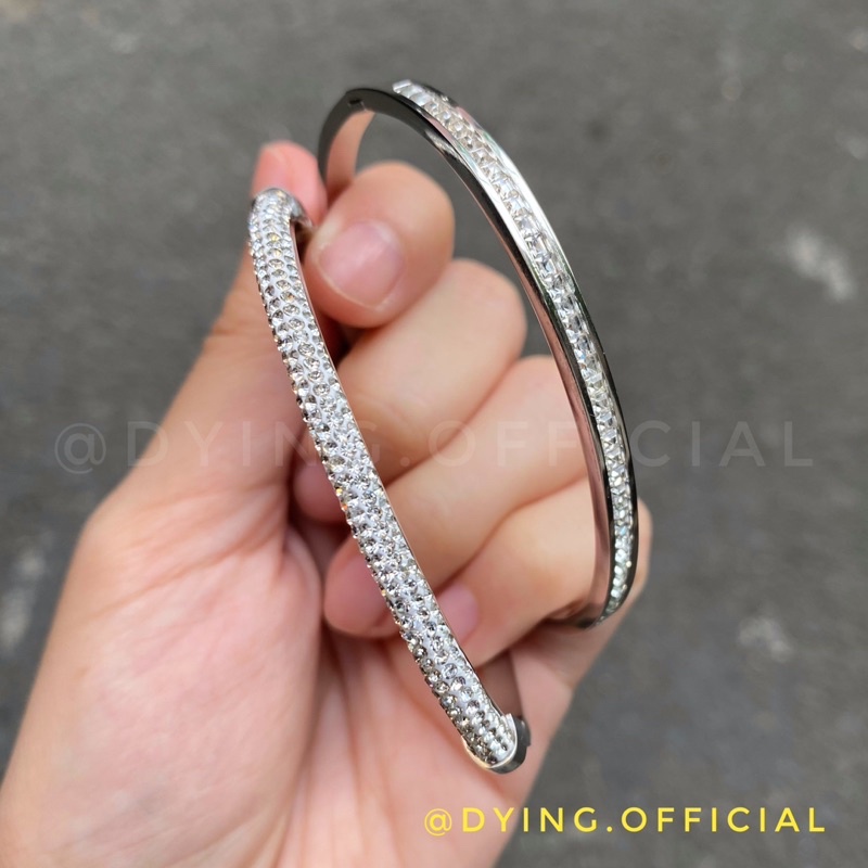 Kiềng/Vòng Cuff Đính Đá - Thép Titan KHÔNG RỈ