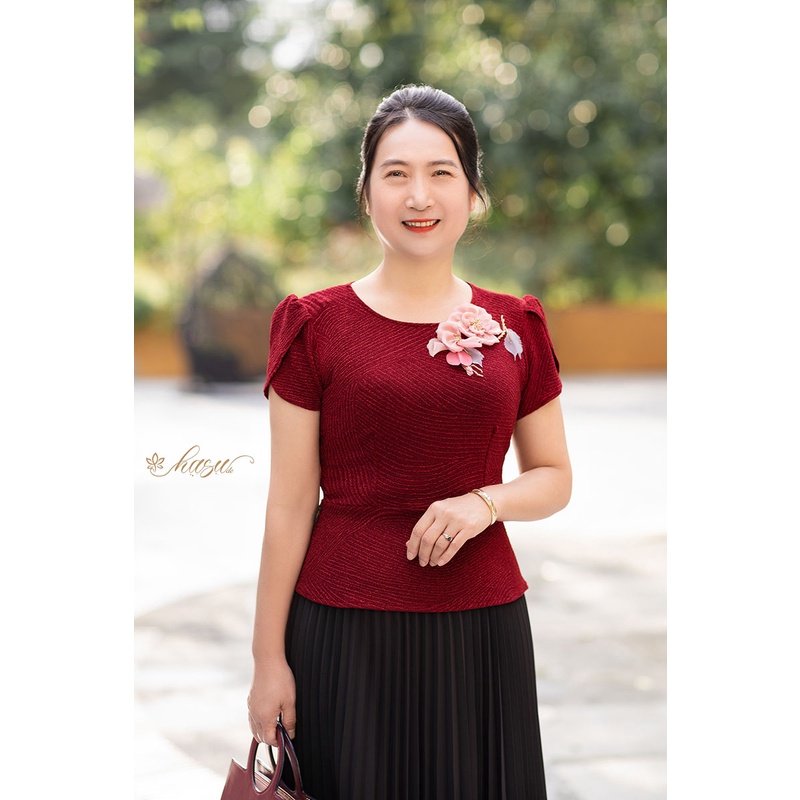 Thời trang trung niên nữ - Áo trung niên nữ SM01 thun nhũ