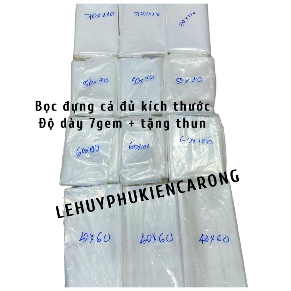 Bọc Đóng Cá Vận Chuyển Đi Xa, Bịch Ship Cá Đi Xa Giành Cho Các Loại Cá Lớn Độ Dày 7 Zem 8Zem + Tặng Thun Cột