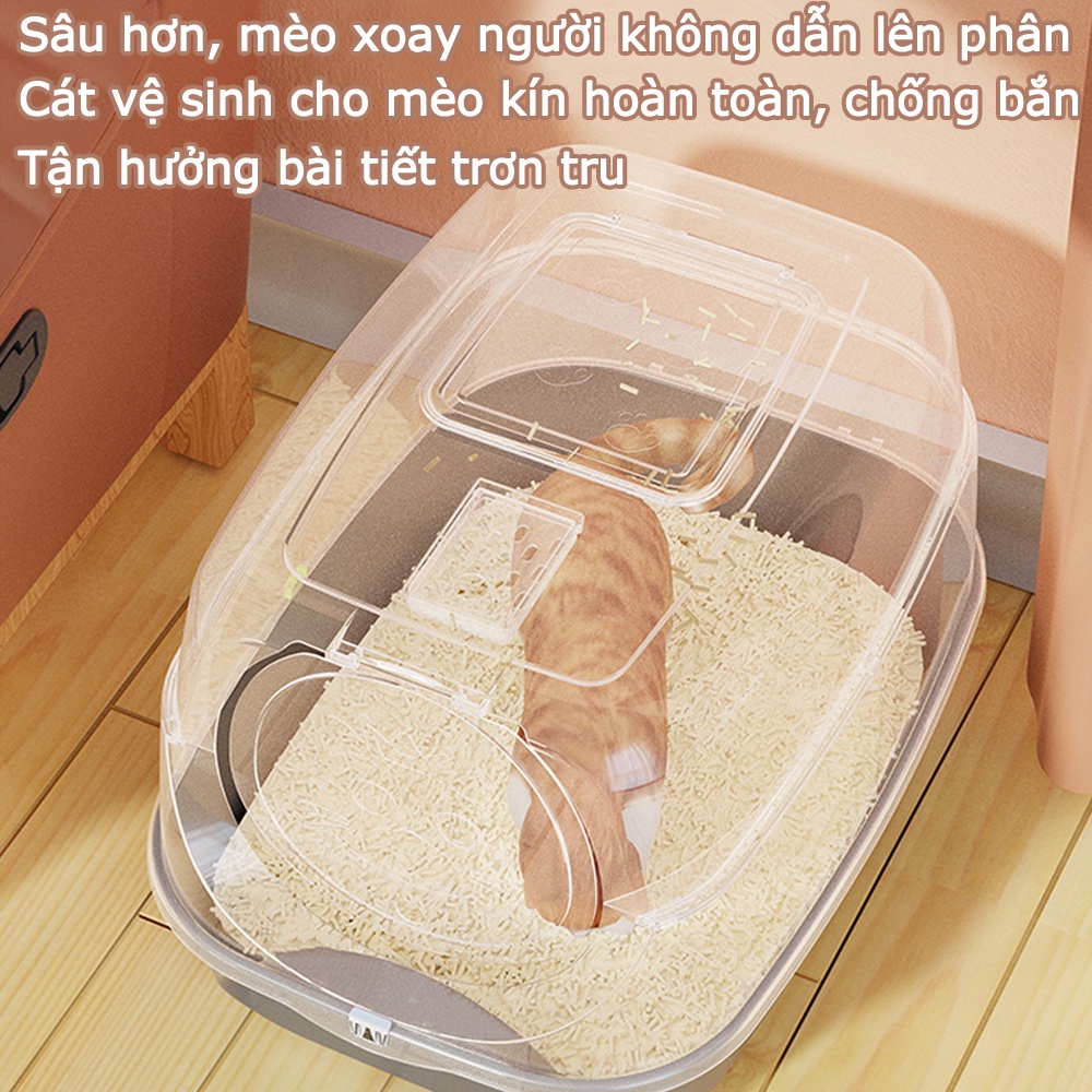 57x38x41cm Khay vệ sinh cho mèo Khay cát mèo màu xám Tặng xẻng khay cát mèo size lớn khay cát mèo nhỏ khay cát mèo lớn
