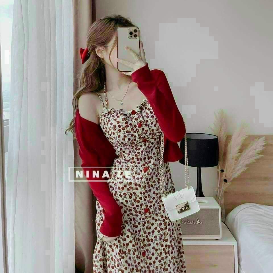 Sét váy đầm chấm bi sặc sỡ nổi bật