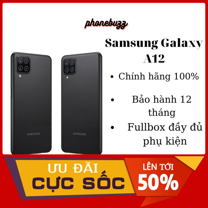 _Điện thoại Samsung Galaxy A12 (6/128 GB) Máy nguyên Seal chính hãng 100% Full phụ kiện đi kèm