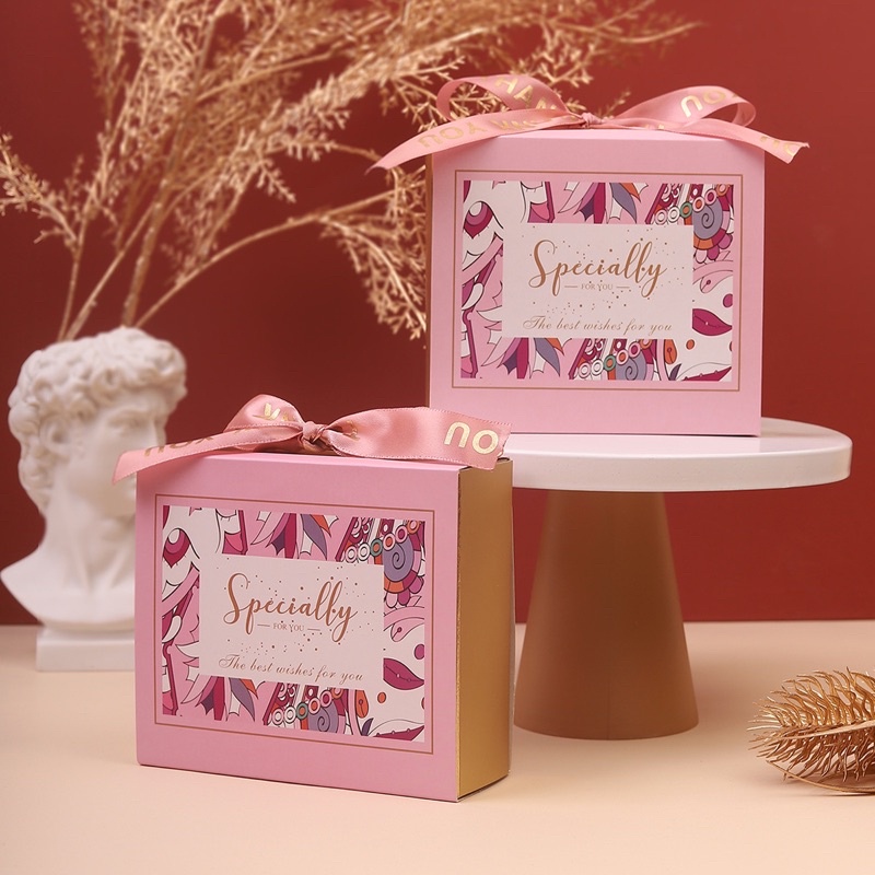 SỈ 12K Hộp quà hộp socola 9v kèm dây nơ nhũ S nhỏ