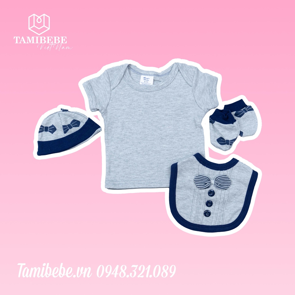 Set Quà Tặng Thôi Nôi Đầy Tháng Em Bé Tamibebe - Quần Áo Sơ Sinh - Gấu Trắng