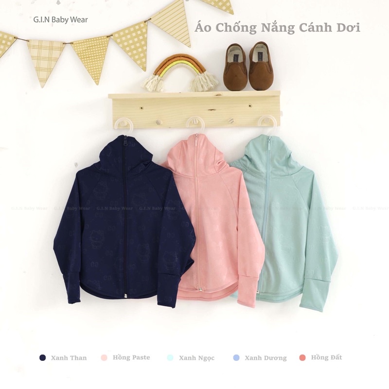 Áo chống nắng cho bé gái, GIN Kids Store, Áo khoác nắng chất liệu thông hơi chống tia chống tia UV cho bé trai, bé gái