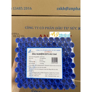 Ống nghiệm nhựa EDTA K2 chống đông máu nắp xanh (lốc 100 ống)