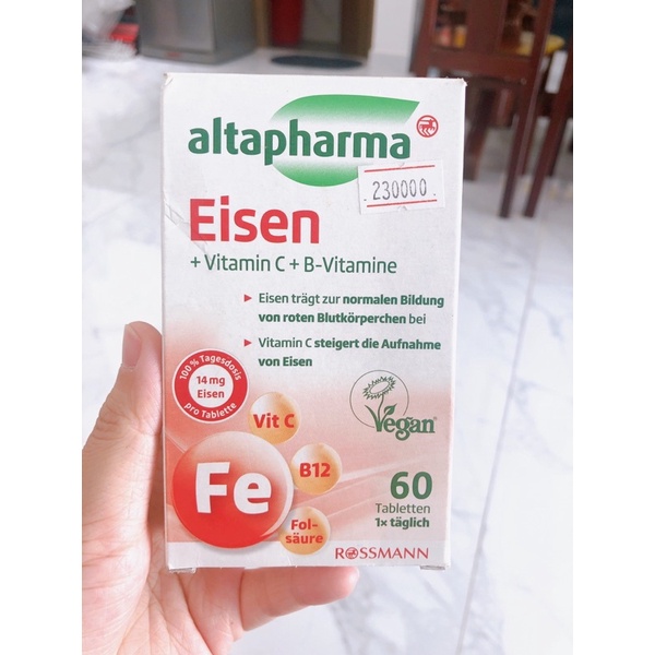 Viên uống bổ sung sắt - Vitamin C Eisen Fe Altapharma, tăng hồng cầu, hỗ trợ tuần hoàn máu