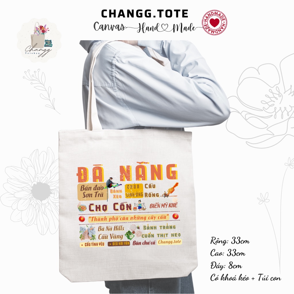 Túi tote canvas có đáy CHANGG.TOTE ulzzang 33x33x8cm - BST 64 Tỉnh Việt Nam-Đà Nẵng