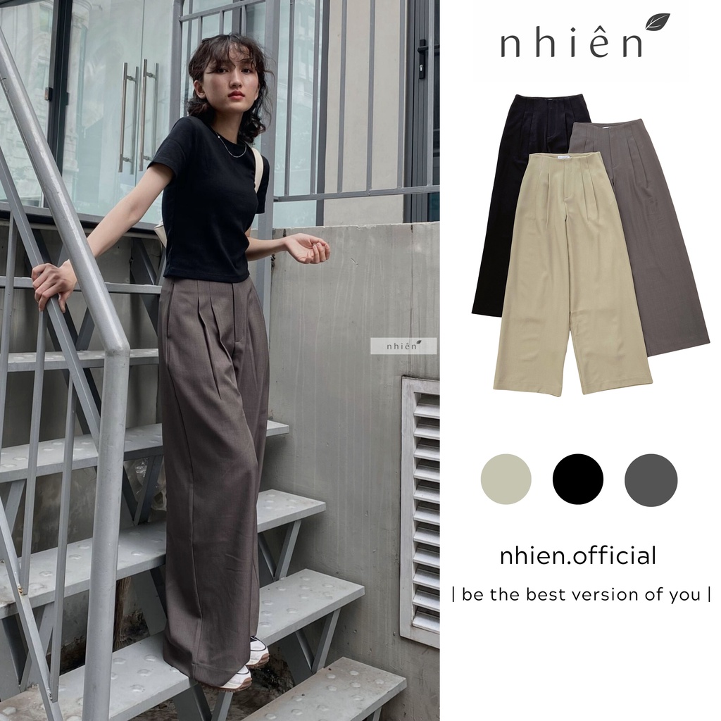 Quần tây nữ công sở - quần tây suông xếp ly ống rộng nhiennhienvintage BQ128