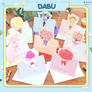 Thiệp quà tặng bó hoa 8 mẫu DABU kèm bao thư quà tặng 8/3 quà tặng 20/10 quà tặng 20/11