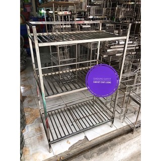 Kệ inox 3 tầng để lò vi sóng, nồi chiên, bếp ga