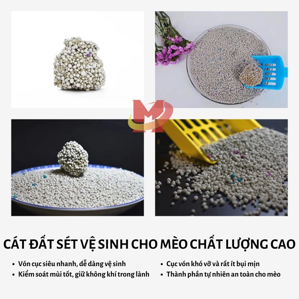 Cát vệ sinh cho mèo Max Clean, Cát đất sét siêu vón, ít bụi, khử mùi tốt, 4kg 8 lít - Max Clean