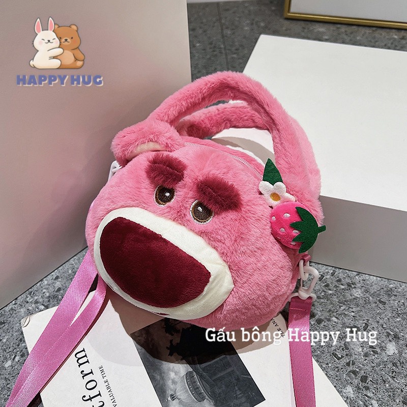 Gấu bông Túi đeo chéo dễ thương hình gấu dâu, stitch, mèo hoàng thượng kèm dây đeo đáng yêu cho bé - Happy Hug
