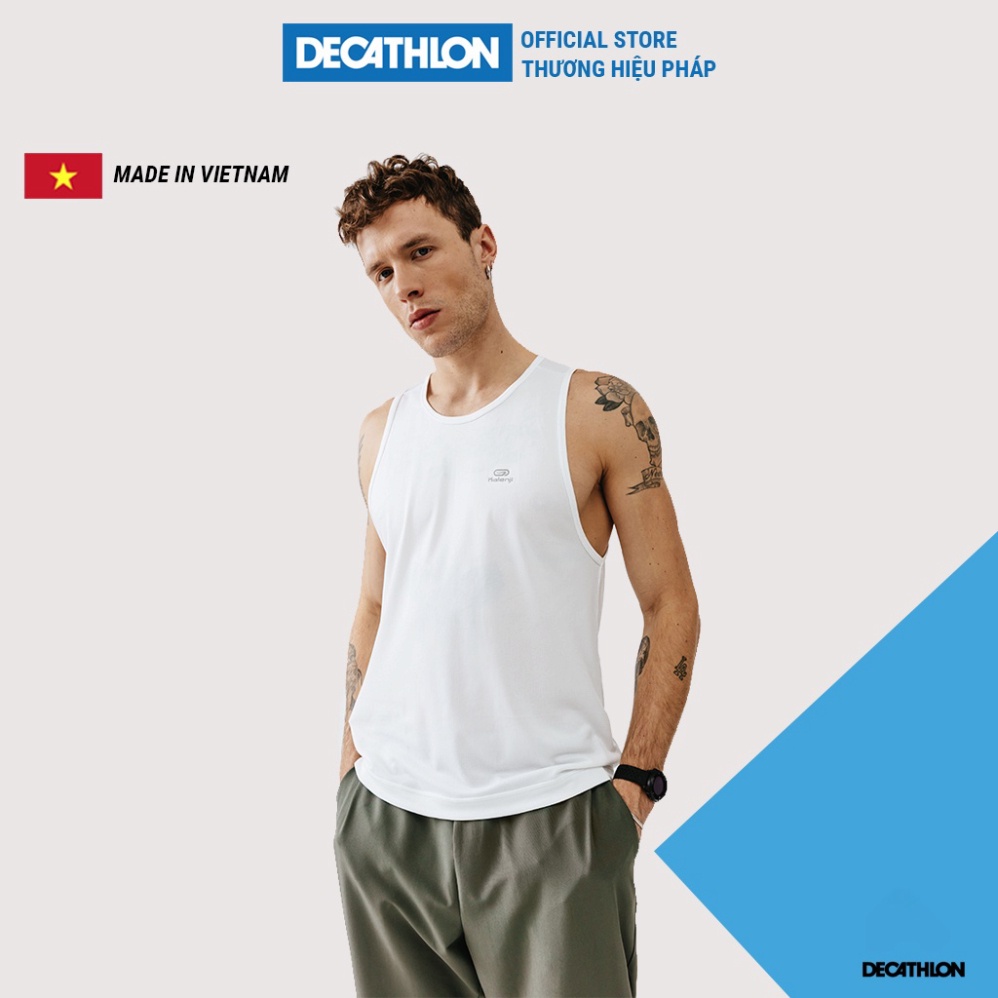 Áo thun thể thao tank top nam run dry KALENJI chuyên chạy bộ, nhanh khô - trắng - Hàng mới về