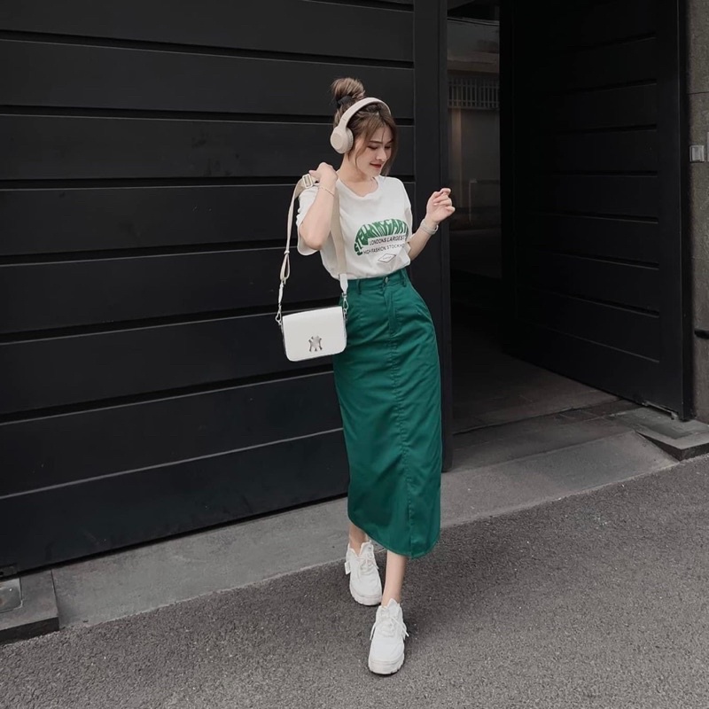 Set đồ nữ áo phông M-Chou + Chân váy kaky style basic