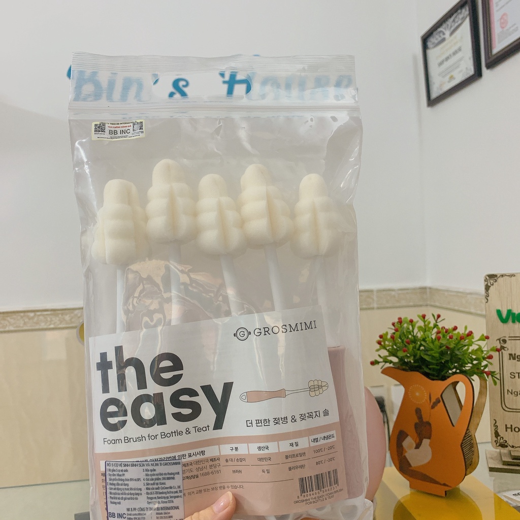 Cọ mút xốp bọt biển bình sữa kiêm cọ núm ti Grosmimi The Easy 2 trong 1