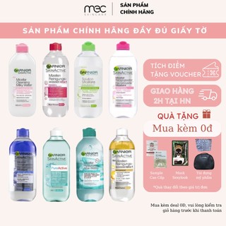 Nước tẩy trang Garnier Chính Hãng 400ml Hồng, Đỏ, Xanh Tím, Xanh Ngọc, Xanh Lô Hội, Hồng Sữa, Vàng - Mecskincare