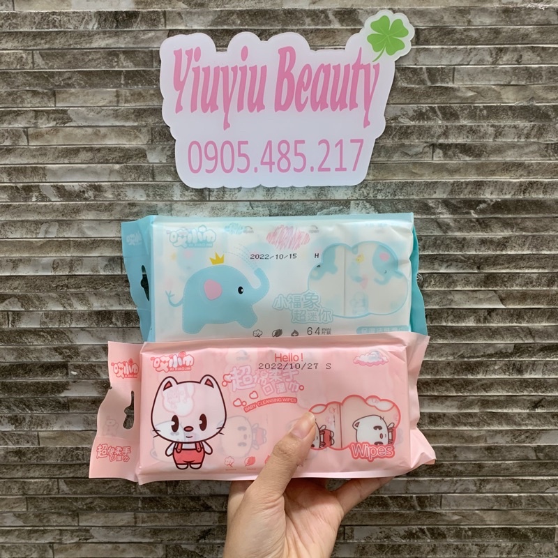 Khăn Giấy Ướt Mini Dễ Thương Bỏ Túi Tiện Lợi (1 bịch 8 túi nhỏ) giao màu ngẫu nhiên