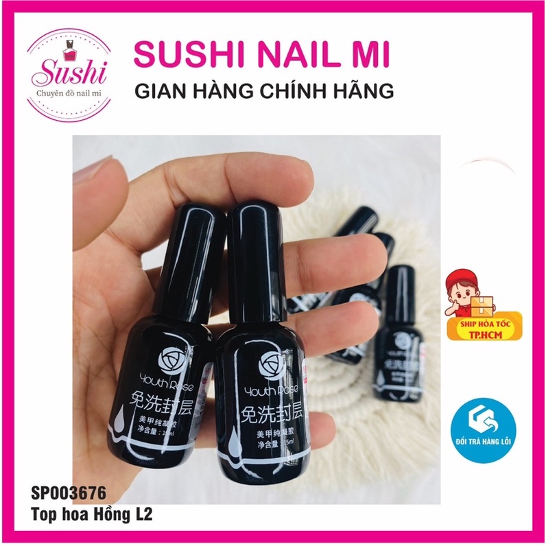 Base top cứng móng hoa hồng loại 2, liên kết gel chuyên dụng cho dân làm móng - Sushi nail mi