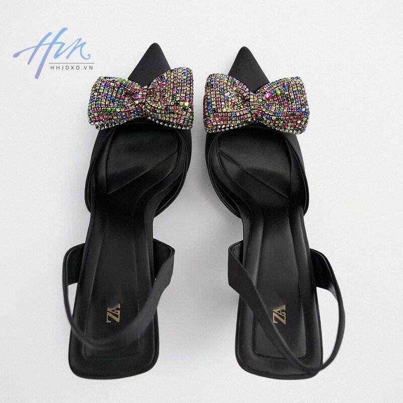 Hàng Mới Về Mới Giày Cao Gót Mũi Nhọn Đính Đá Thời Trang Mùa Hè 2023 Dành Cho Nữ