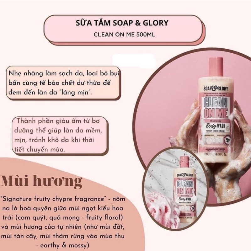 Sữa tắm Soap & Glory Clean on chai 500ml