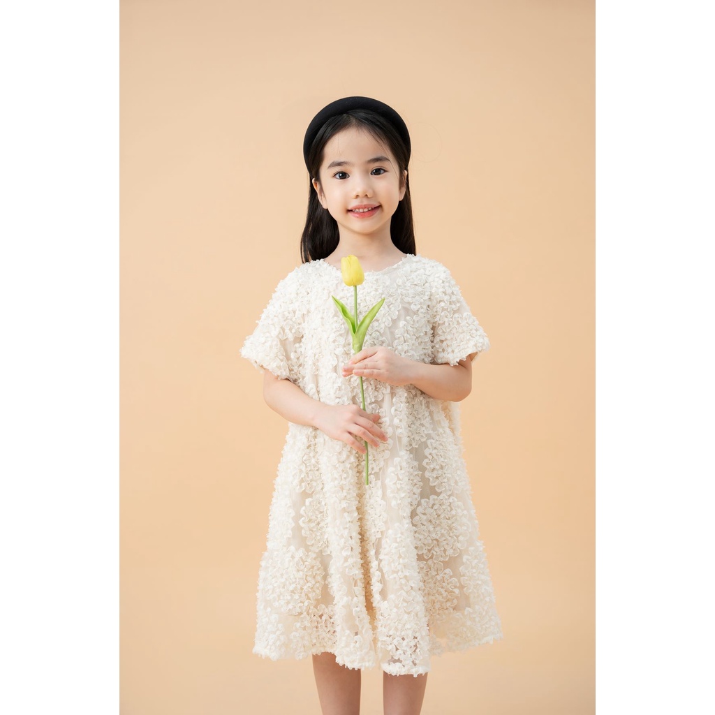 Đầm thiết kế bé gái LEAH baby doll công chúa cộc tay cao cấp Peony dress Be