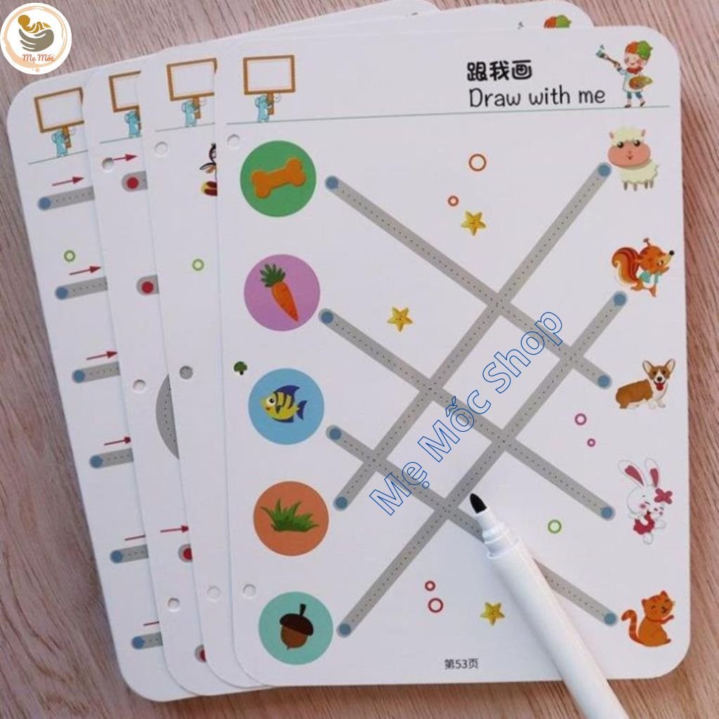 Tập Tô Vẽ Thông Minh Xoá Được Bomocshop Đồ Chơi Montessori Giáo Dục Sớm Cho Bé Tặng Kèm 6 Bút Và Mút Xoá