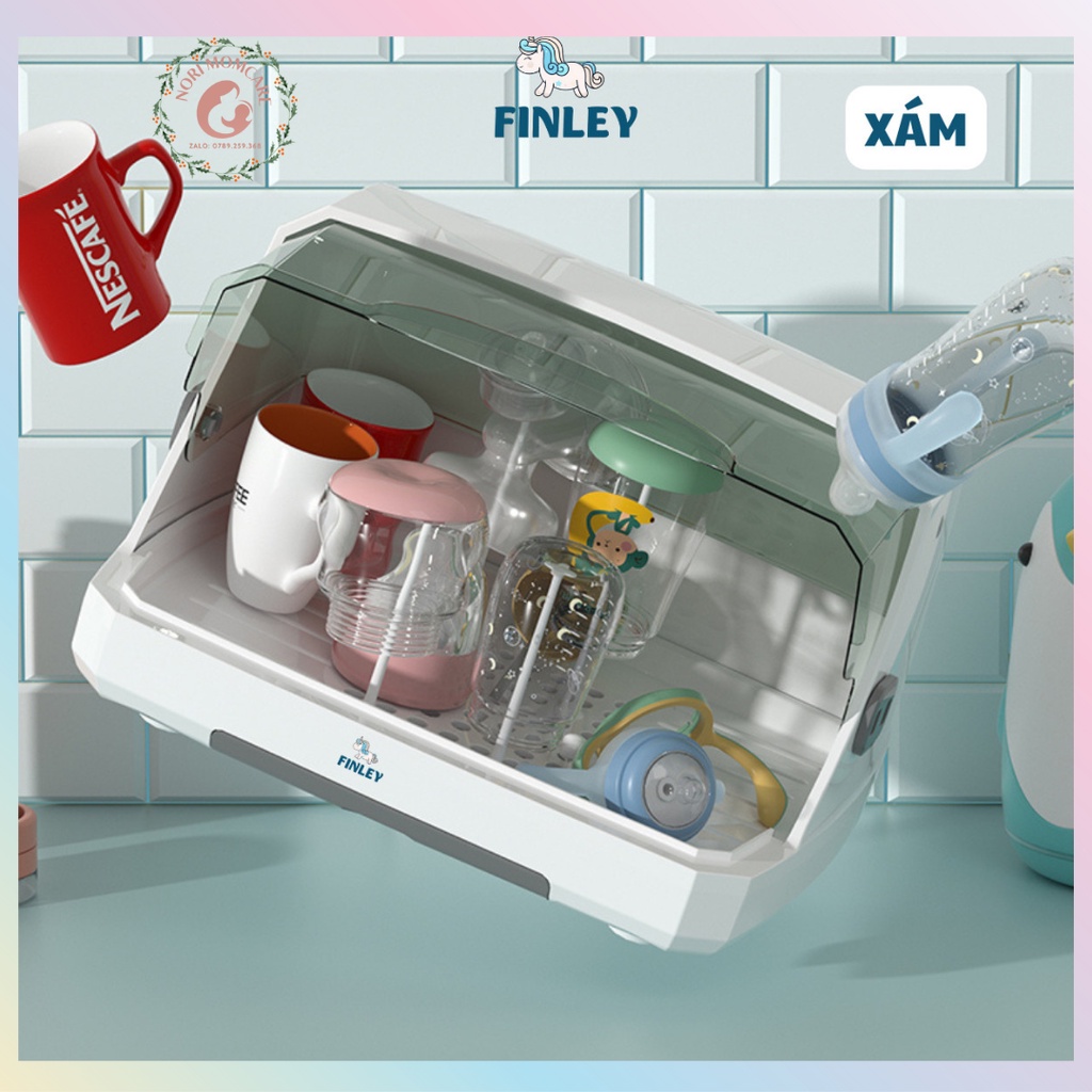 Giá / Khay úp bình sữa, chén dĩa, ly tách nhựa PP cao cấp có nắp đậy Finley