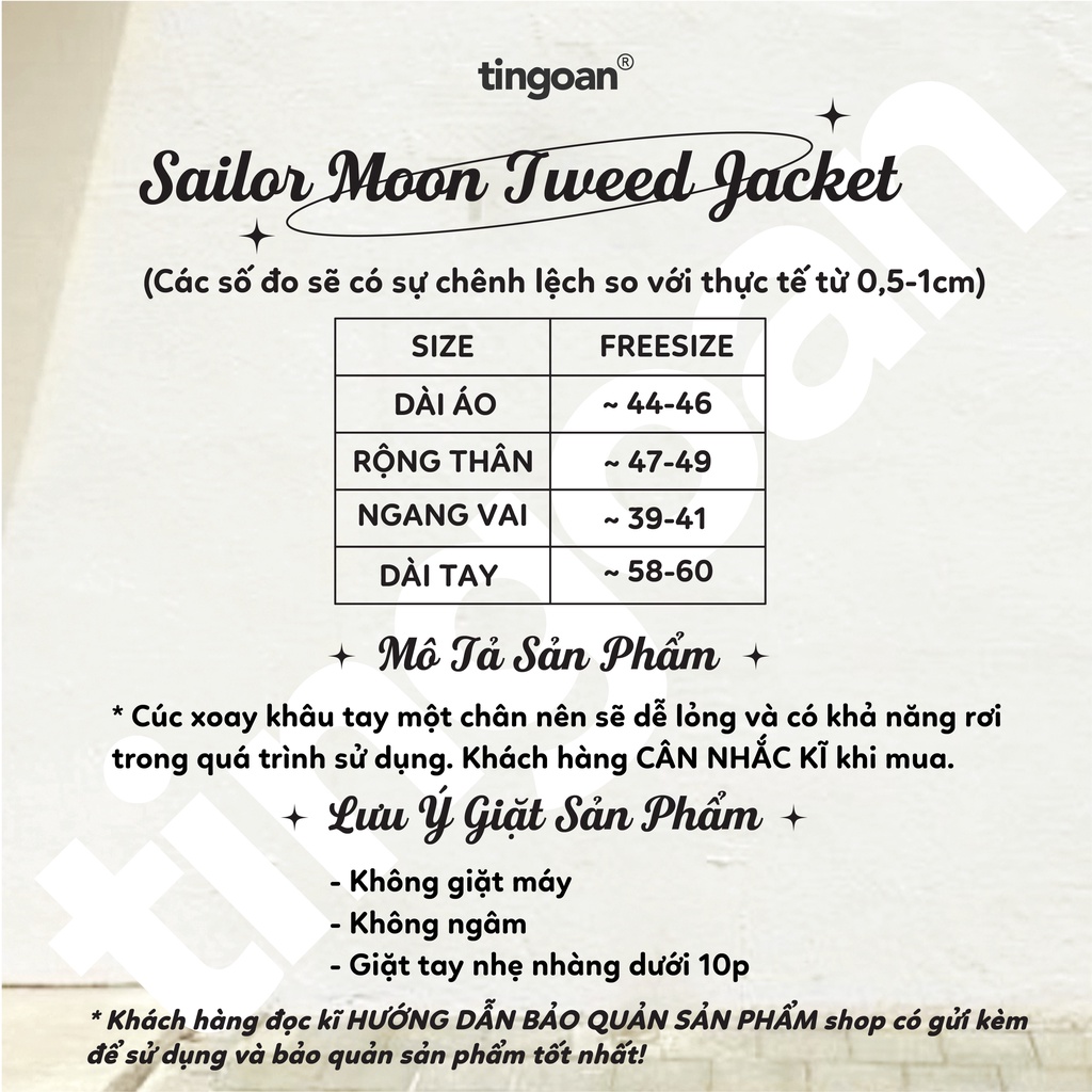 TINGOAN® - Áo khoác tweed đỏ lấp lánh lửng cổ bẻ thủy thủ đính cúc đá SAILOR MOON JACKET/DR