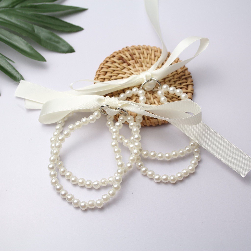 Quai giày vòng ngọc thắt nơ ruy băng đủ màu thay thế các loại dây quay giày sandal chống rộng chống gót chân cho giày ót