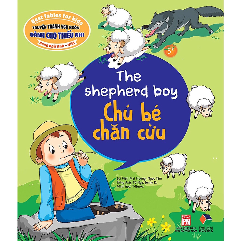 Sách - Truyện tranh ngụ ngôn dành cho thiếu nhi song ngữ anh việt, chú bé chăn cừu