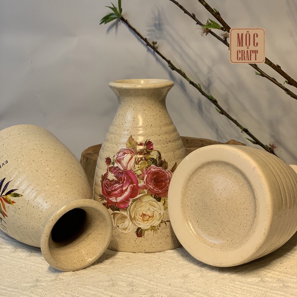 Bình gốm Bát Tràng mini dáng sake nhỏ xinh cắm hoa men tiêu Bát Tràng để bàn đẹp | Mộc Craft MG29